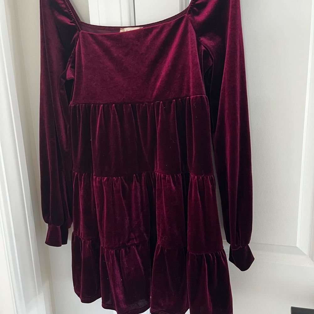 Altar'd State Burgundy Velvet Dress